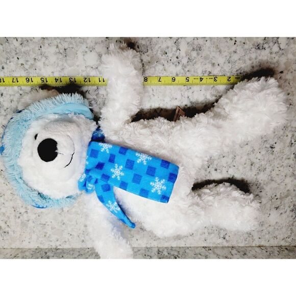 Hugfun International‎ White Snowflake Teddy Bear 17" Plush Blue Hat Scarf Toy - Picture 10 of 10